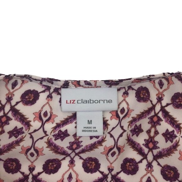Liz Claiborne Multicolor Floral Print Ruffle Blouse Shirt Top M Office Business - Picture 7 of 7